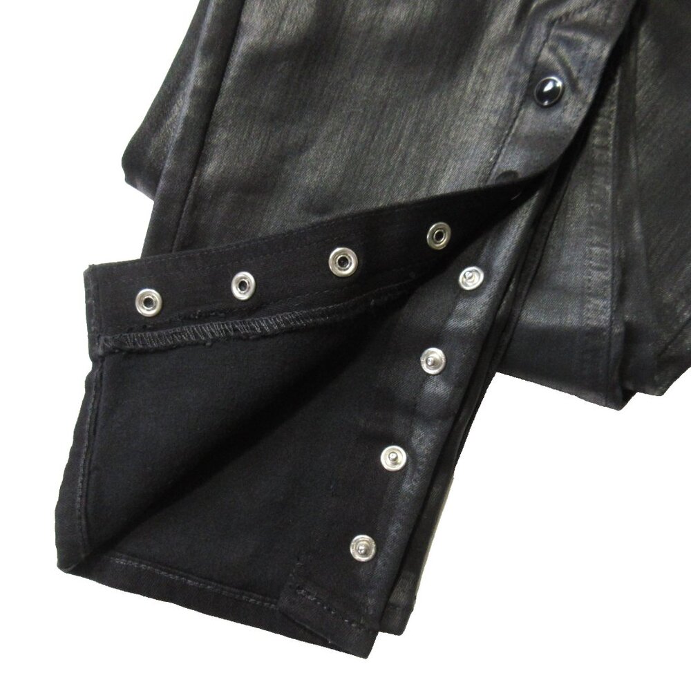 NWT GAP 1969 Inner Cozy Legging in Black Orbit Coated Side Snap Stretch Jeans 27 - Picture 9 of 11
